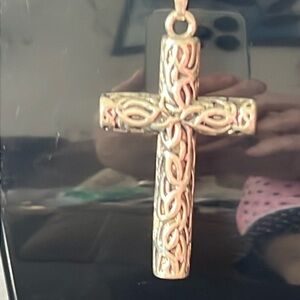 SILVER CYLINDER ETCHED CROSS PENDENT ON 18” STERLING SILVER SNAKE CHAIN …